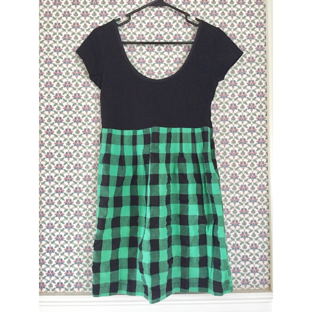 Green and black plaid dress
